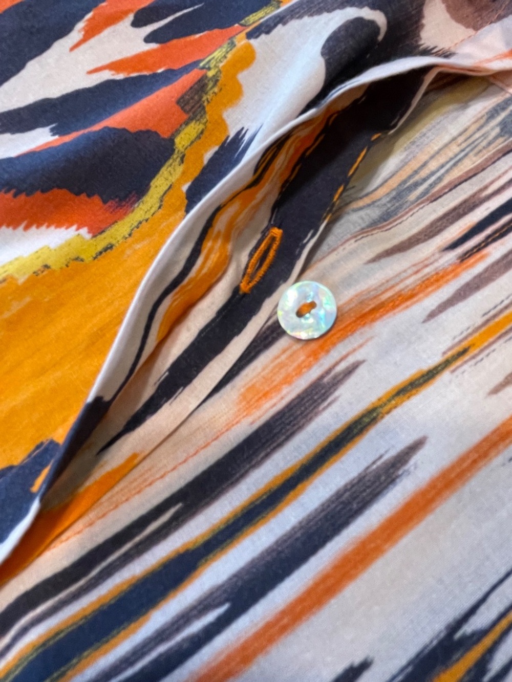Santorini Ikat Print Cotton Button-Down Shirt Dress with Pockets Size 4 (EU 36) - Picture 4 of 11